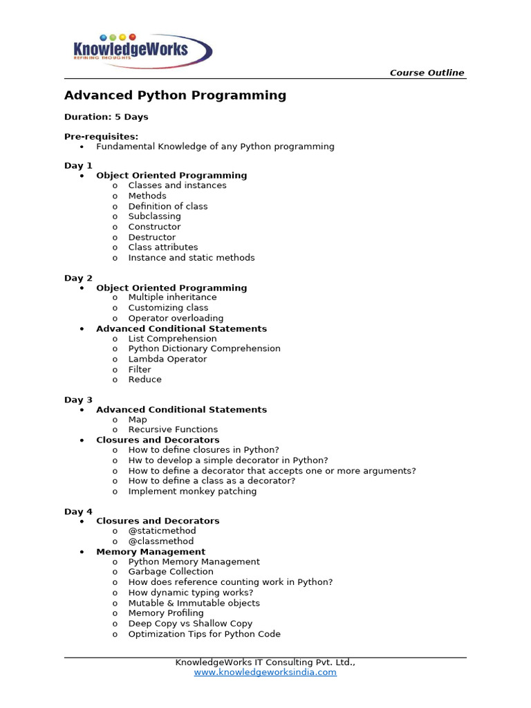 Advanced Python Programming Course | PDF