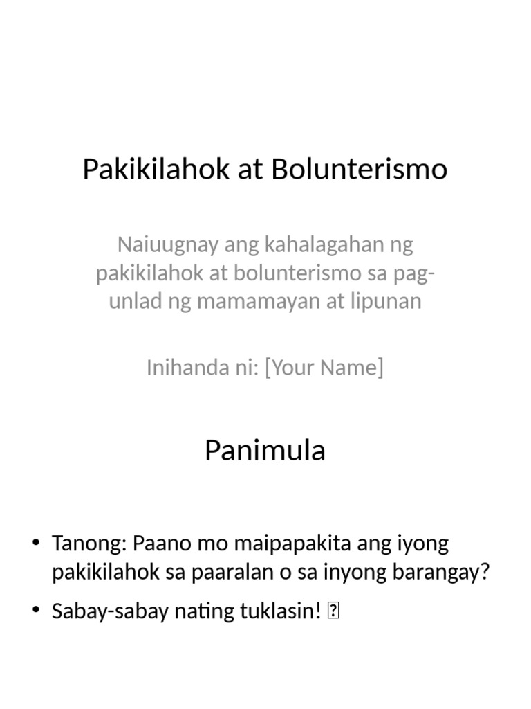 Pakikilahok at Bolunterismo Presentation | PDF