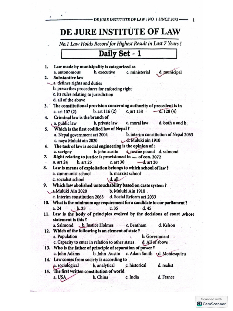 Dejure Daily Set 1-15 Answer | PDF