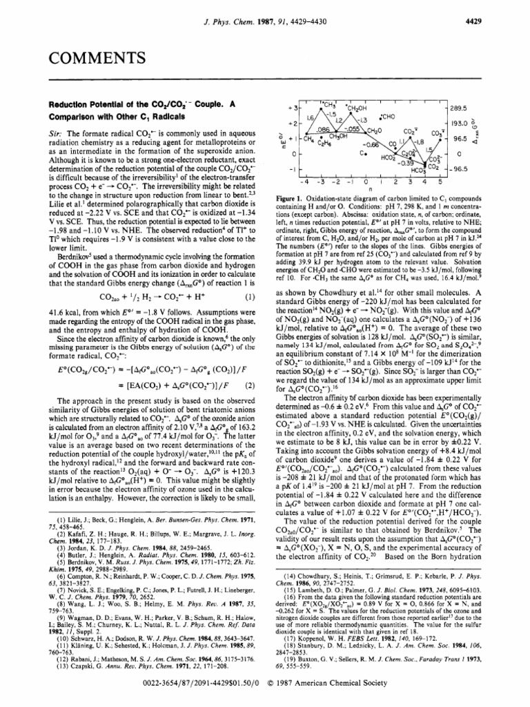 Reduction Potential of CO2/C02· Couple | PDF | Carbon Monoxide | Redox