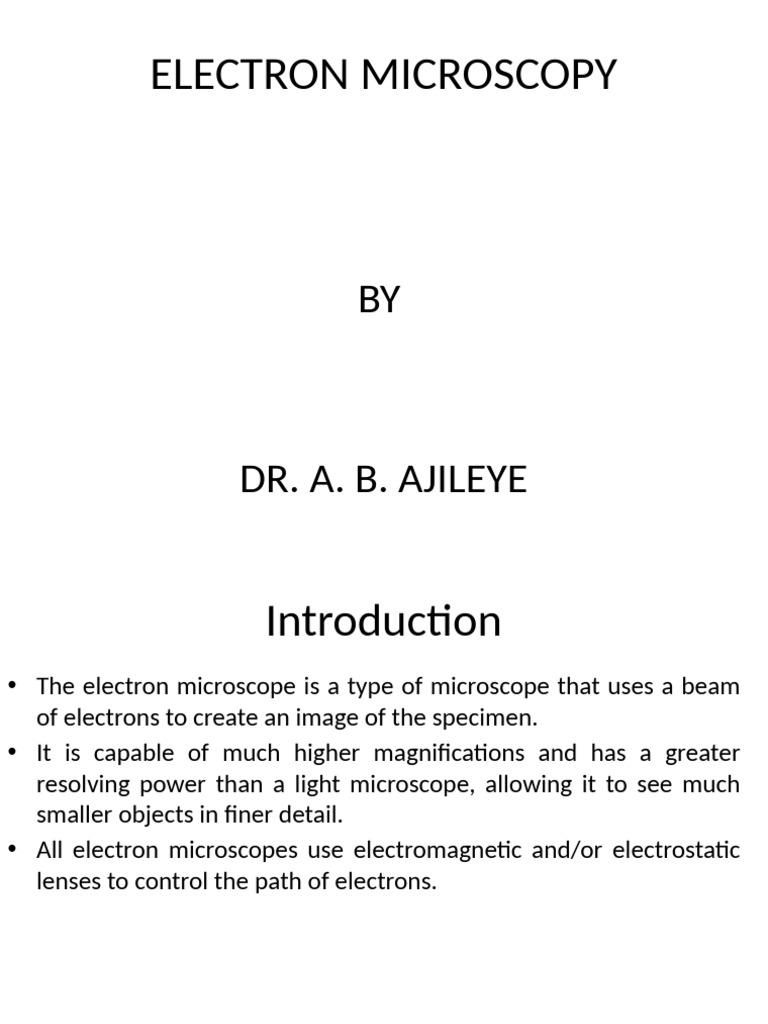 Overview of Electron Microscopy Techniques | PDF | Scanning Electron ...