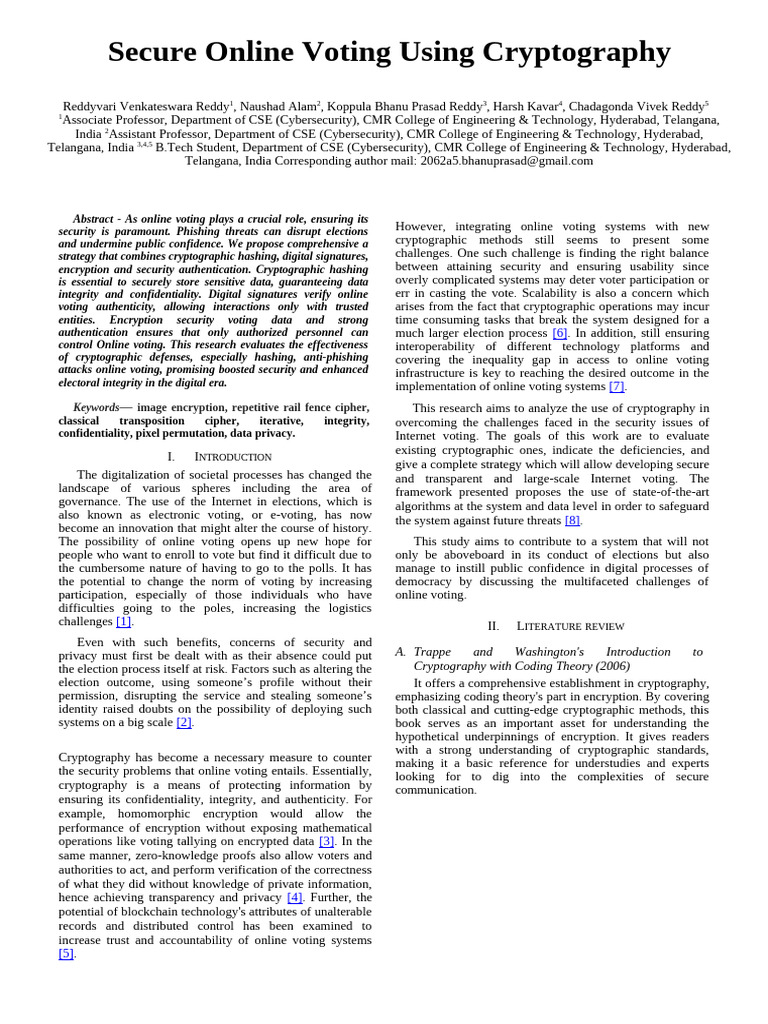 Secure Online Voting with Cryptography | PDF | Encryption | Cryptography