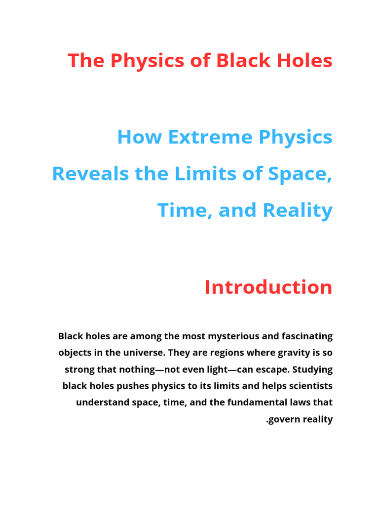 Understanding Black Holes and Their Physics | PDF | Black Hole | Gravity
