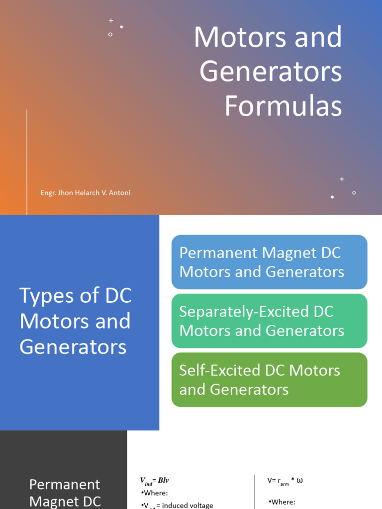 DC Motors and Generators Formulas Guide | PDF | Electric Motor ...