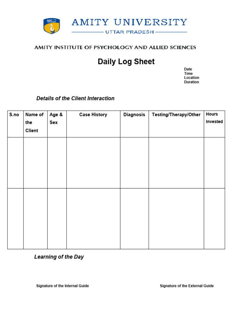 Daily Client Interaction Log Sheet | PDF
