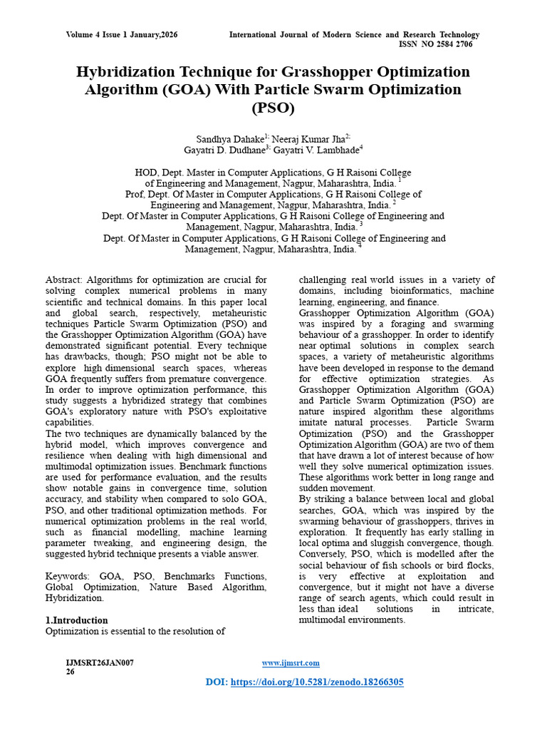 Hybrid GOA-PSO Optimization Method | PDF | Applied Mathematics | Algorithms
