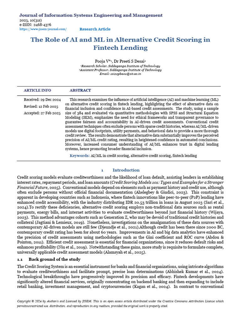 AI and ML in Fintech Credit Scoring | PDF | Machine Learning ...