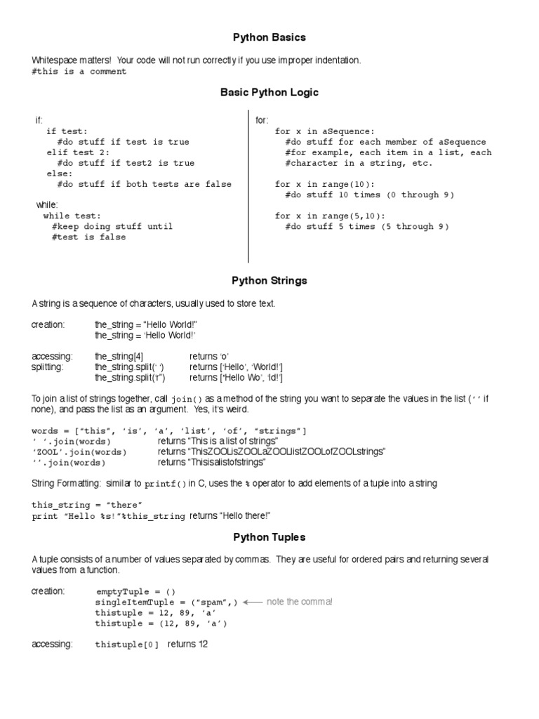 Python Basics: Note The Comma! | PDF