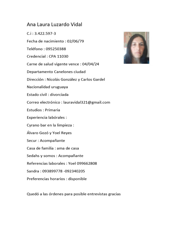 Perfil Profesional de Ana Laura Luzardo | PDF