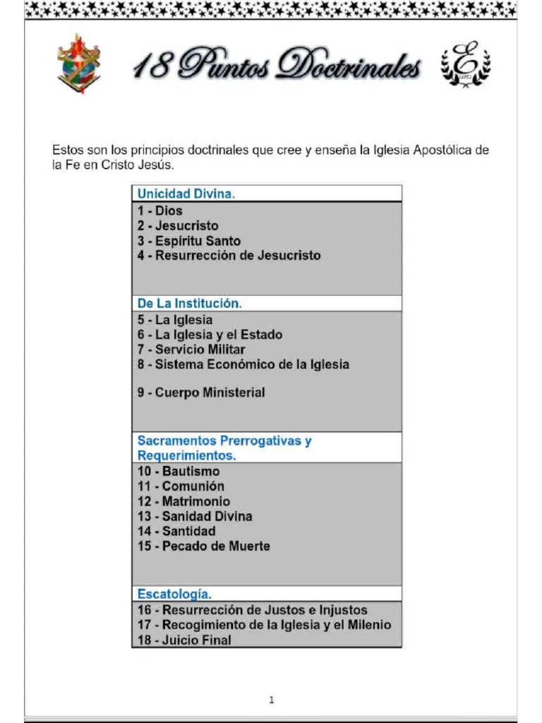 18 Puntos Doctrinales | PDF