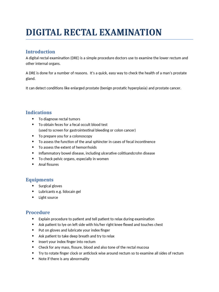 Digital Rectal Examination Guide | PDF