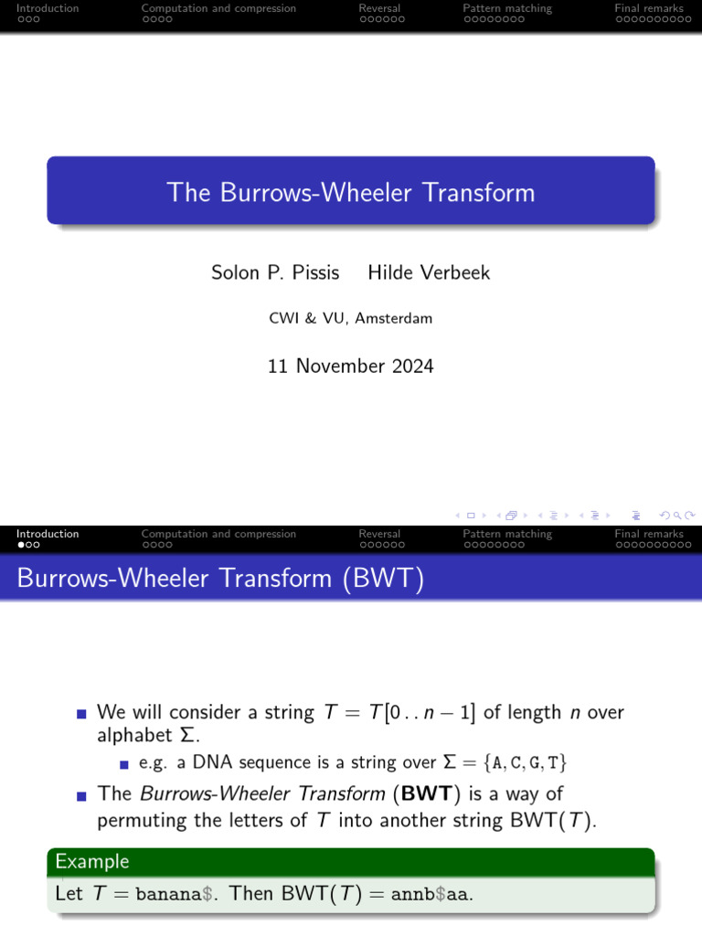 Understanding Burrows-Wheeler Transform | PDF | Algorithms And Data ...