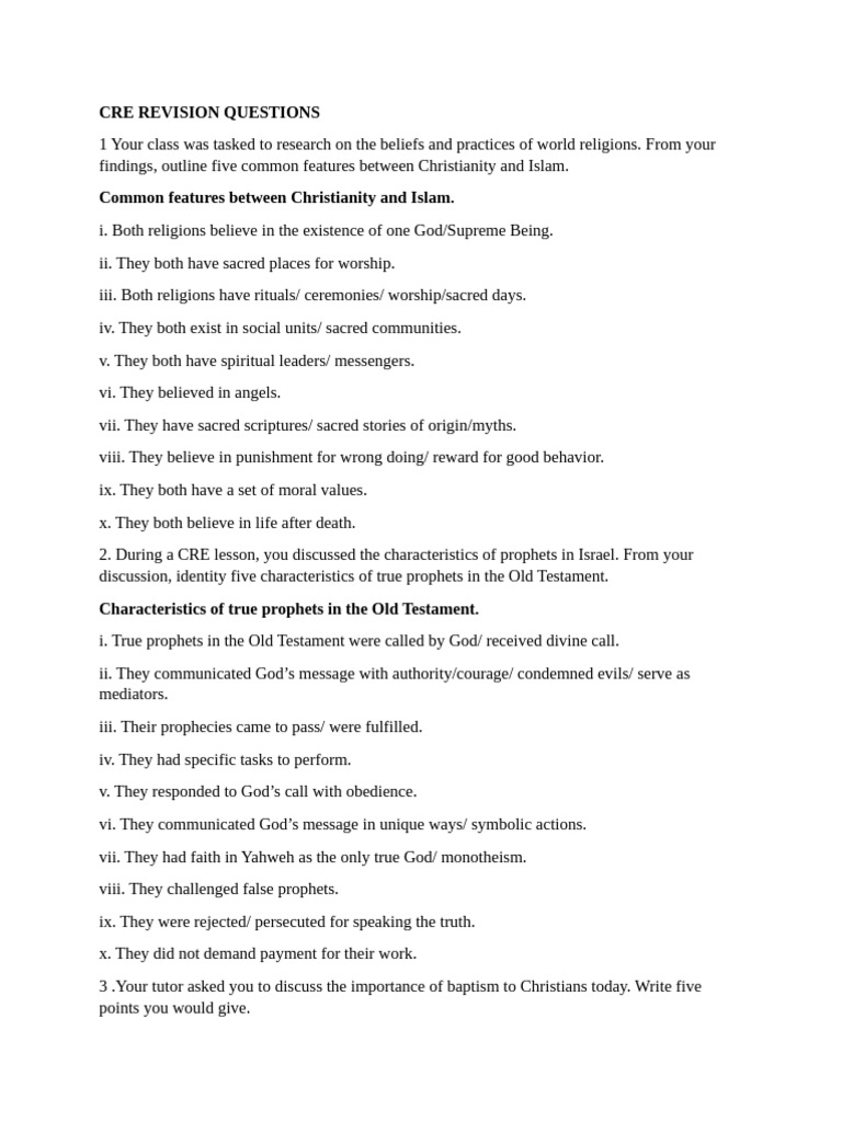 Cre Revision Questions (Comprehensive) | PDF