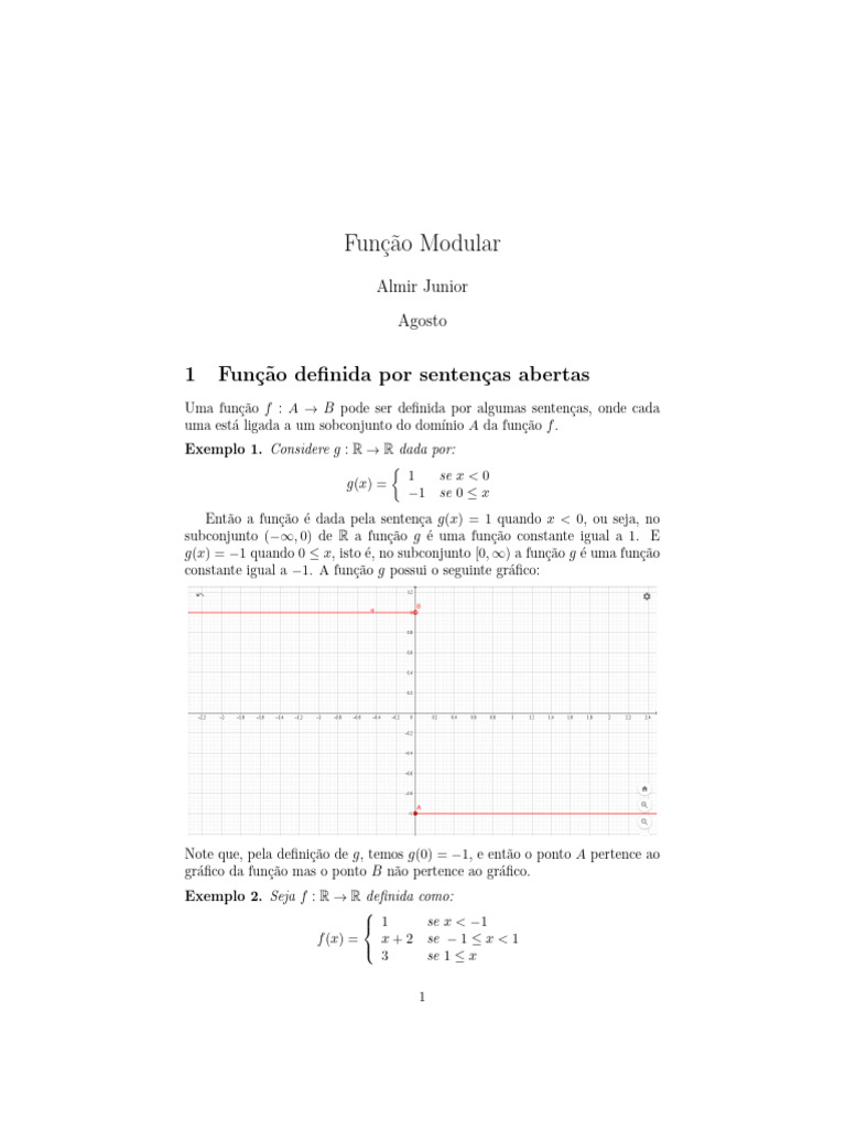 Função Modular e Propriedades do Módulo | PDF | Matemática | Analise ...