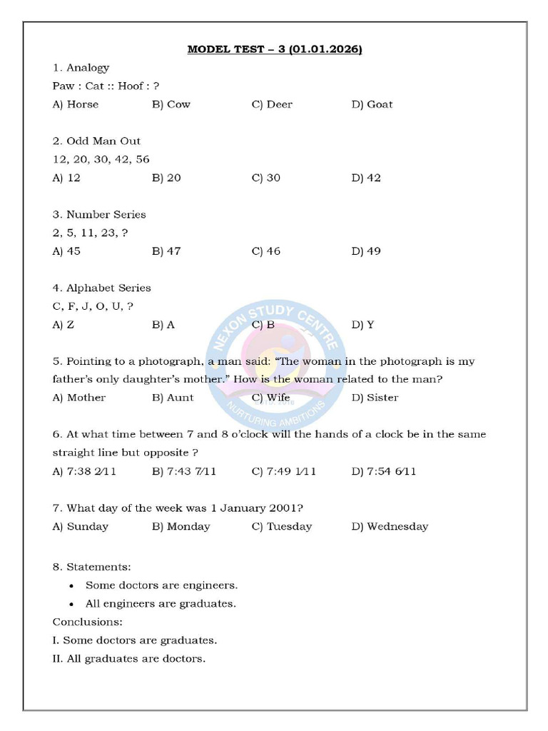 MODEL Test 3 (01.01.2025) | PDF