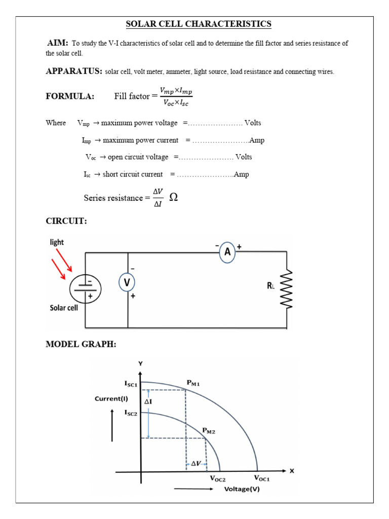 Solar Cell V-I Characteristics Study | PDF