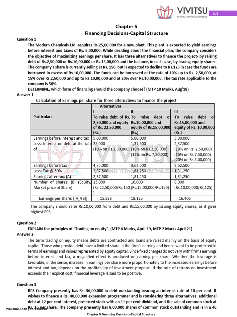 Capital Structure Financing Decisions Guide | PDF | Debt | Capital ...