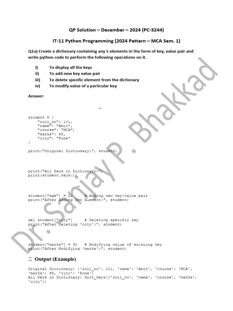 Python Programming Dictionary and String Operations | PDF | String ...