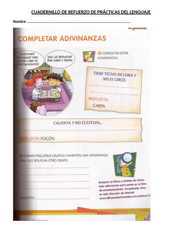 Cuadernillo de Refuerzo de Prácticas Del Lenguaje Primer Grado | PDF