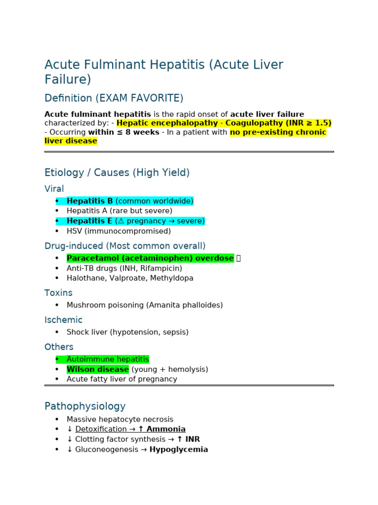 Acute Fulminant Hepatitis Overview | PDF | Hepatitis | Medical Specialties