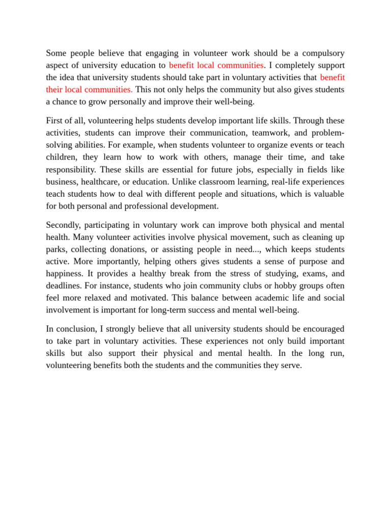 Benefits of Volunteering for Students | PDF