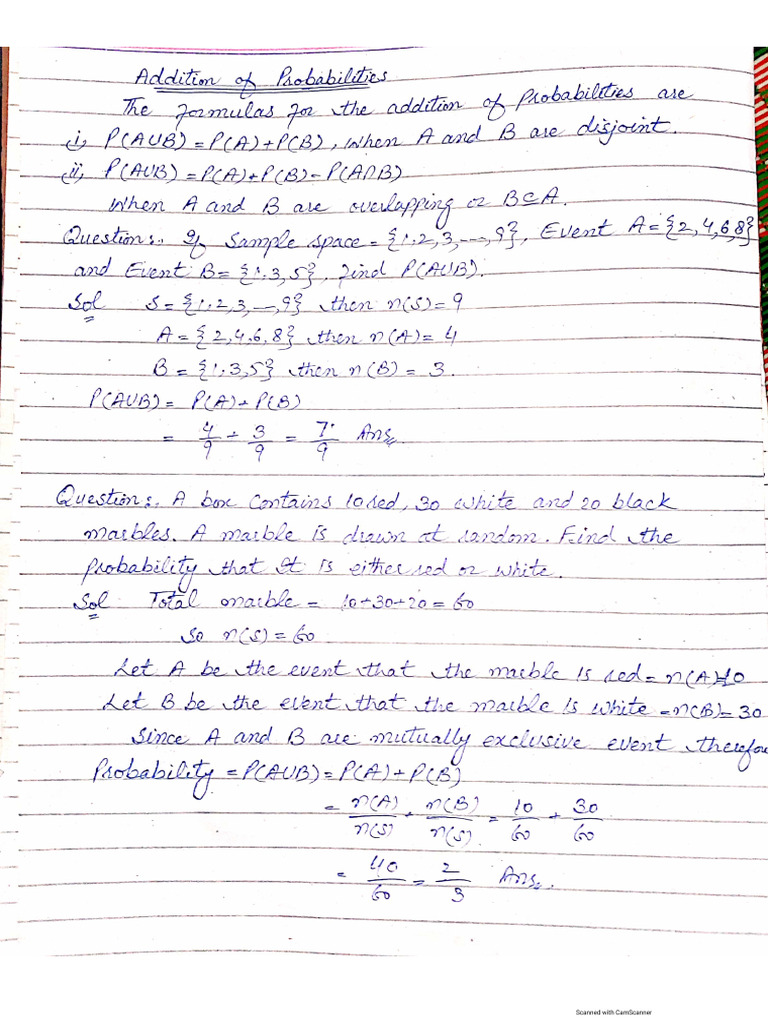 Addition and Multiplication of Probabilities (1) | PDF