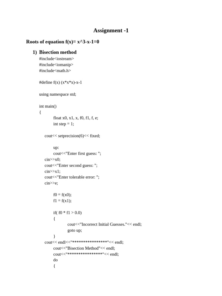 Root Finding Methods in C++ | PDF | Namespace | Computer Programming