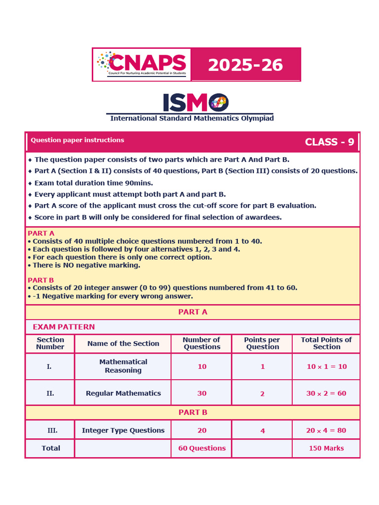Ismo Class-9 Exam Pattern 2025.22c16e55 | PDF