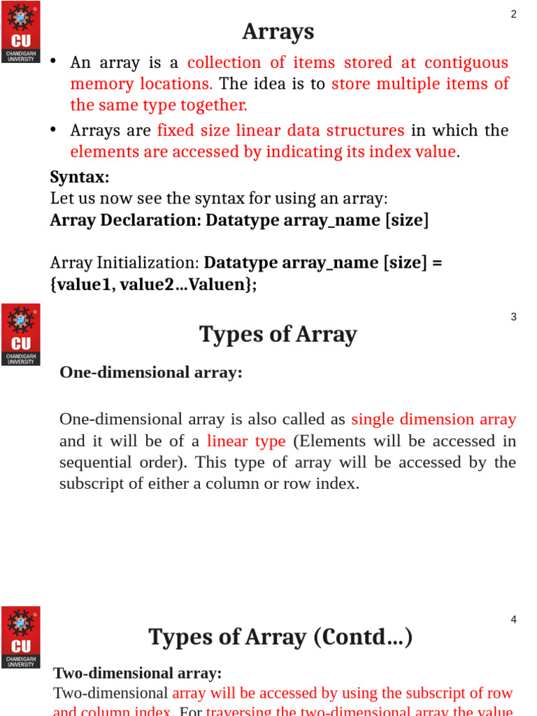 PPT 2.1 Array (1) | PDF | Computer Programming | Computing