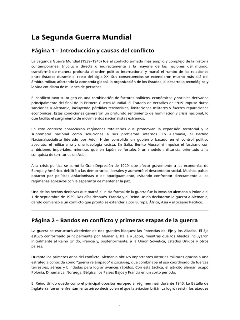 Causas y Consecuencias de la Segunda Guerra Mundial | PDF | Aliados de ...