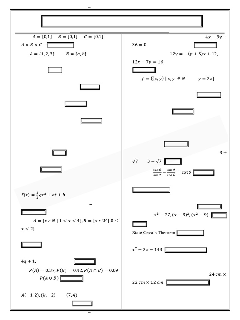 10th Grade Maths Question Collection | PDF | Area | Circle