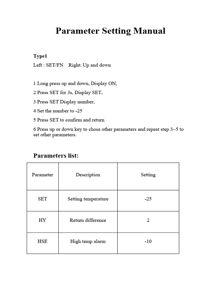 Parameter Setting Guide for Controllers | PDF | Refrigerator | Home ...