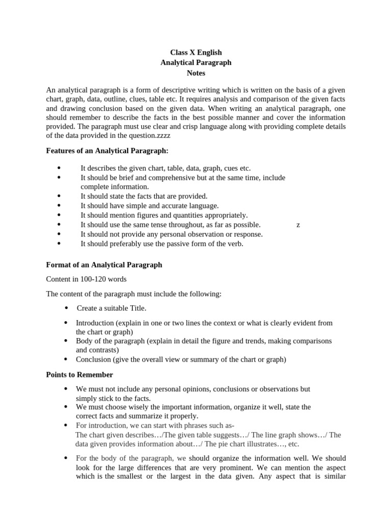 Guide to Writing Analytical Paragraphs | PDF | Data | Chart