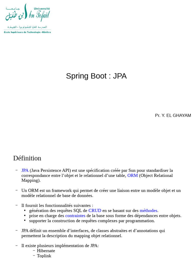 Intégration de JPA avec Spring Boot | PDF | SQL | MySQL