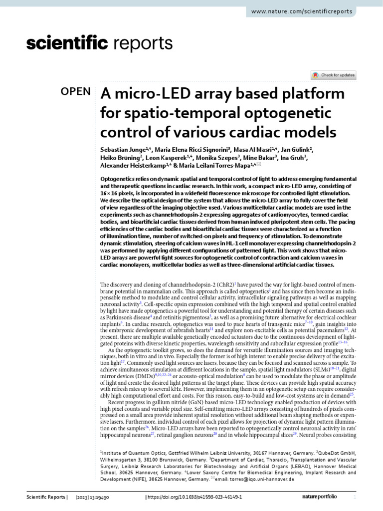Micro-LED Array for Cardiac Optogenetics | PDF | Cardiac Muscle | Biology