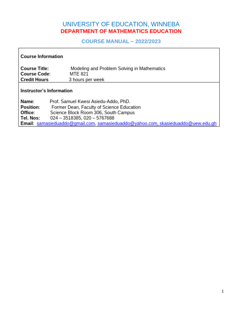 Modeling and Problem Solving Course Guide | PDF | Mathematics | Learning