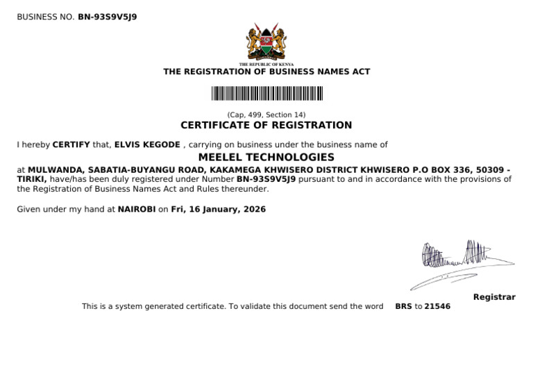 BN-93S9V5J9-Business Name Registration Certificate | PDF