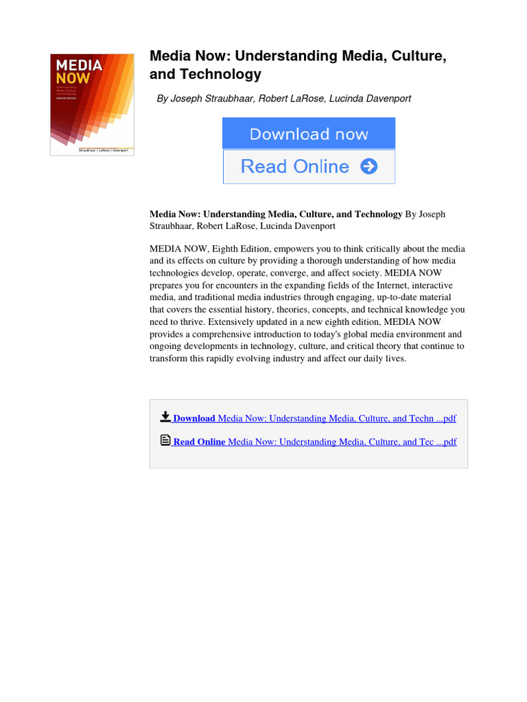 Media Now: Culture and Technology Insights | PDF | Journalism | News