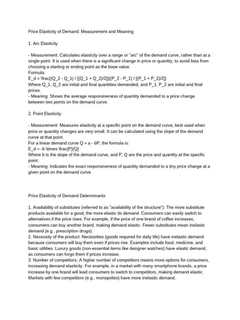 Price Elasticity of Demand- Measurement and Meaning | PDF | Demand ...