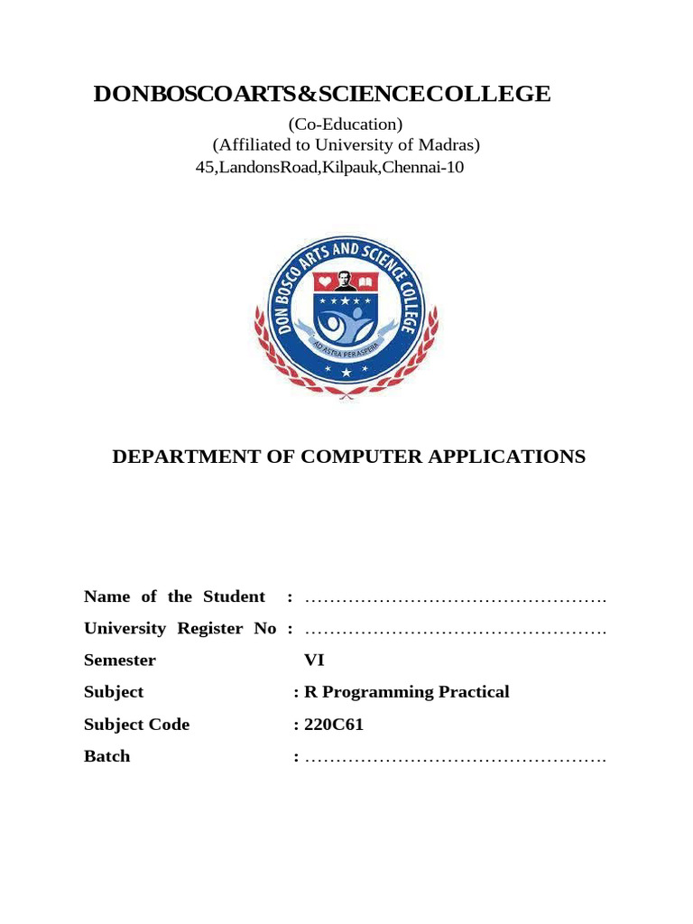 R Programming Practical Lab Journal | PDF | String (Computer Science ...