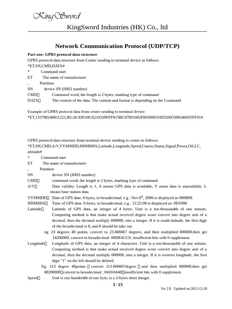 GPRS Protocol Data Structure Guide | PDF | Integer (Computer Science) | Bit