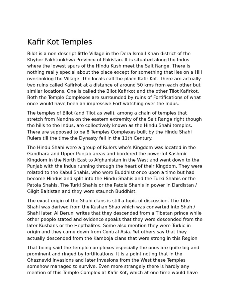 Kafir Kot Temples: Ancient Ruins in Pakistan | PDF