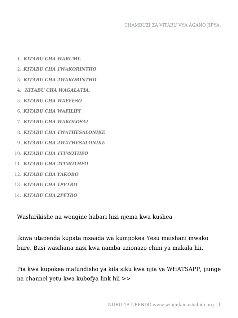 Chambuzi Za Vitabu Vya Agano Jipya. | PDF