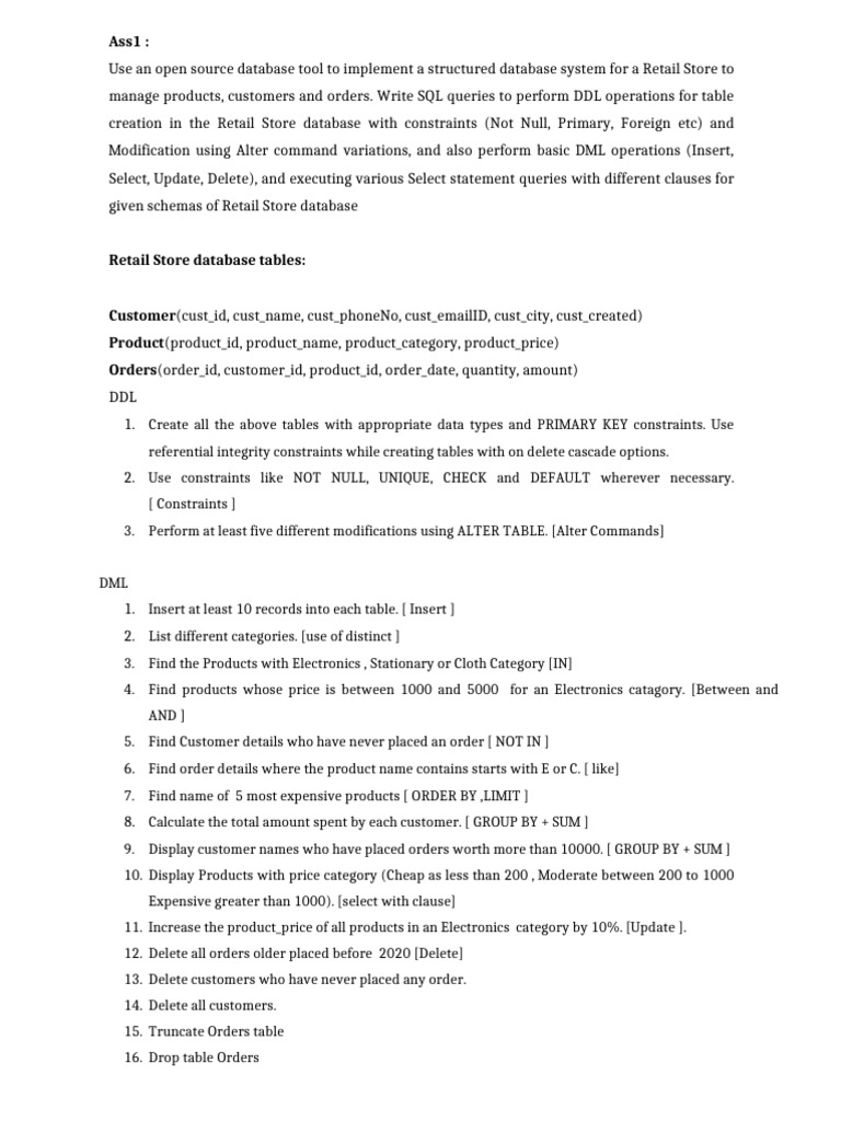 Retail Store Database SQL Implementation | PDF | Databases ...