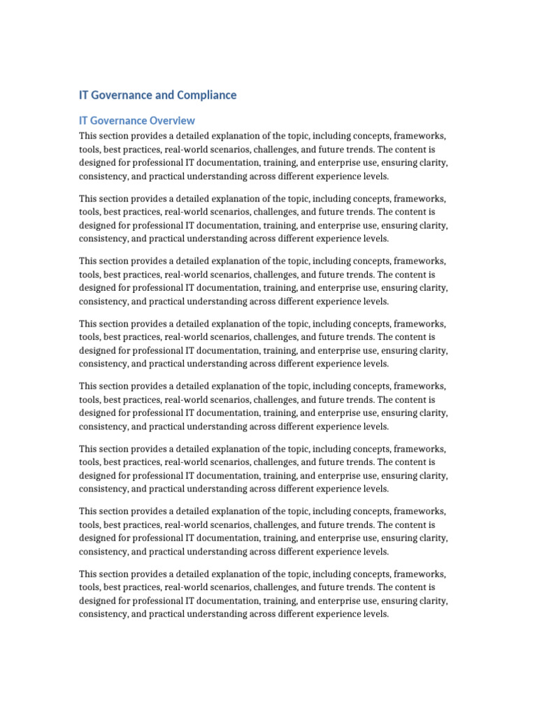 IT Governance and Compliance Guide | PDF | Business