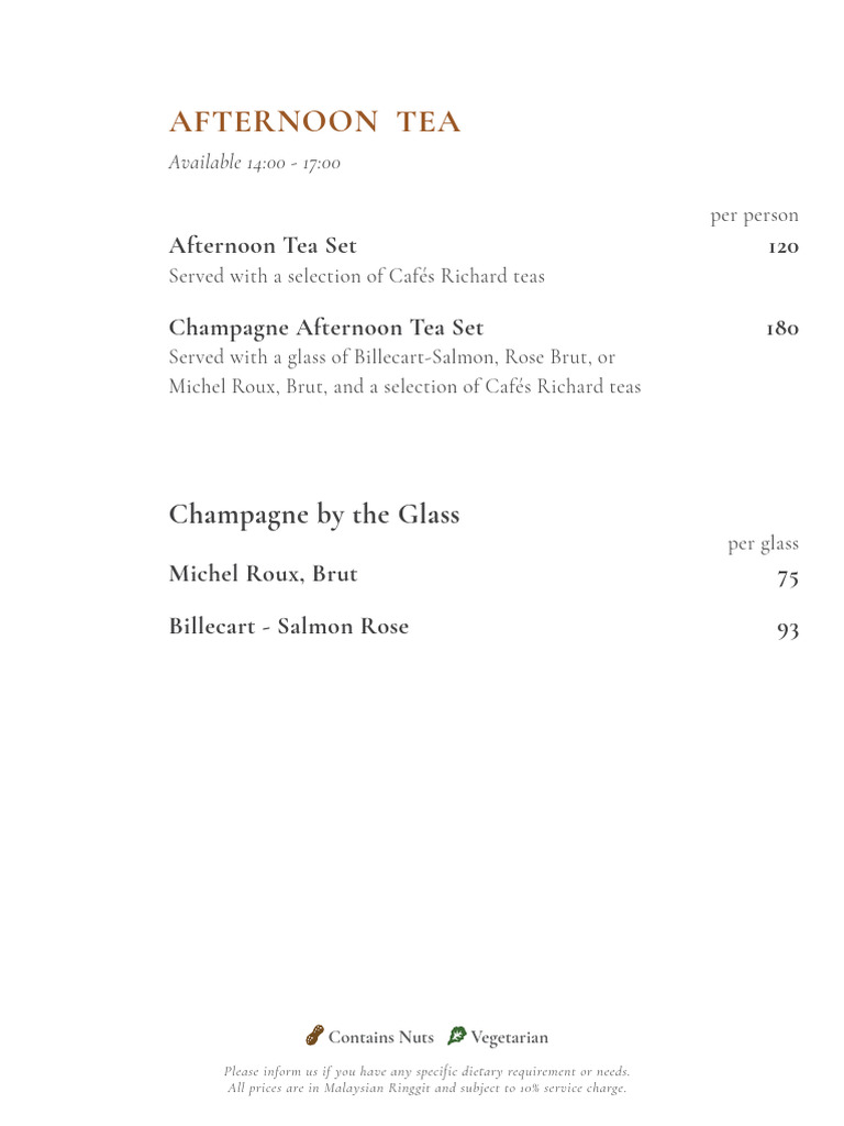 Afternoon Tea Menu with Champagne Options | PDF | Tea | Foods