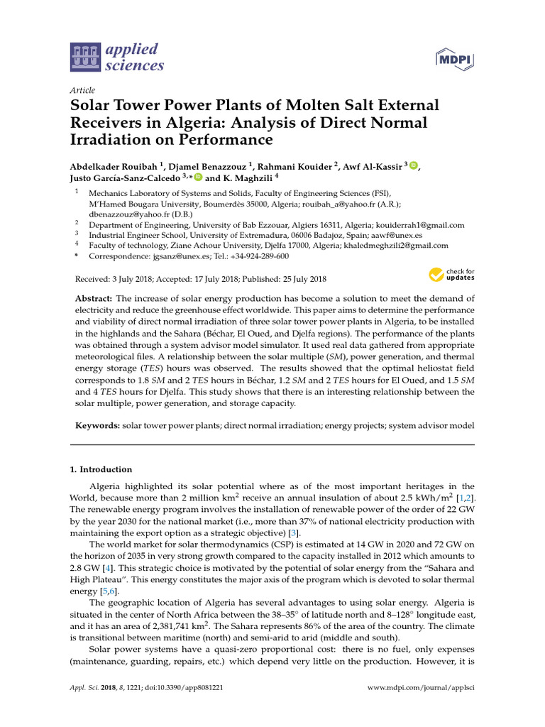 Solar Tower Power Plants of Molten Salt External R(1) | PDF | Heat ...
