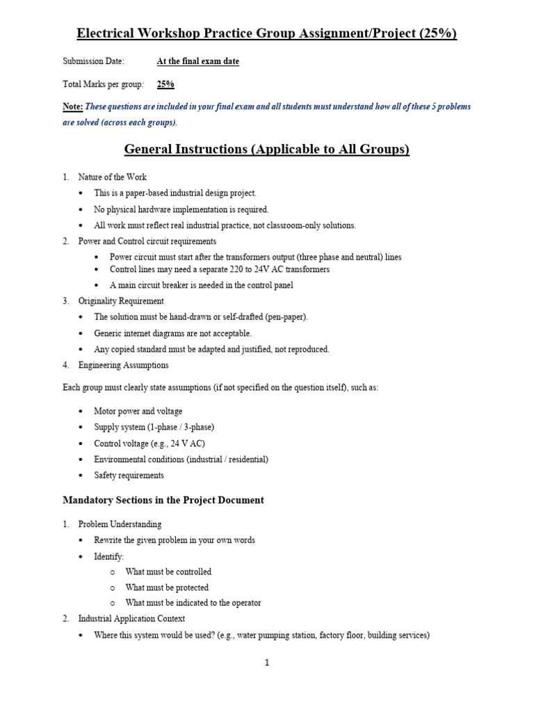 Electrical Workshop Project Guidelines | PDF | Relay | Switch