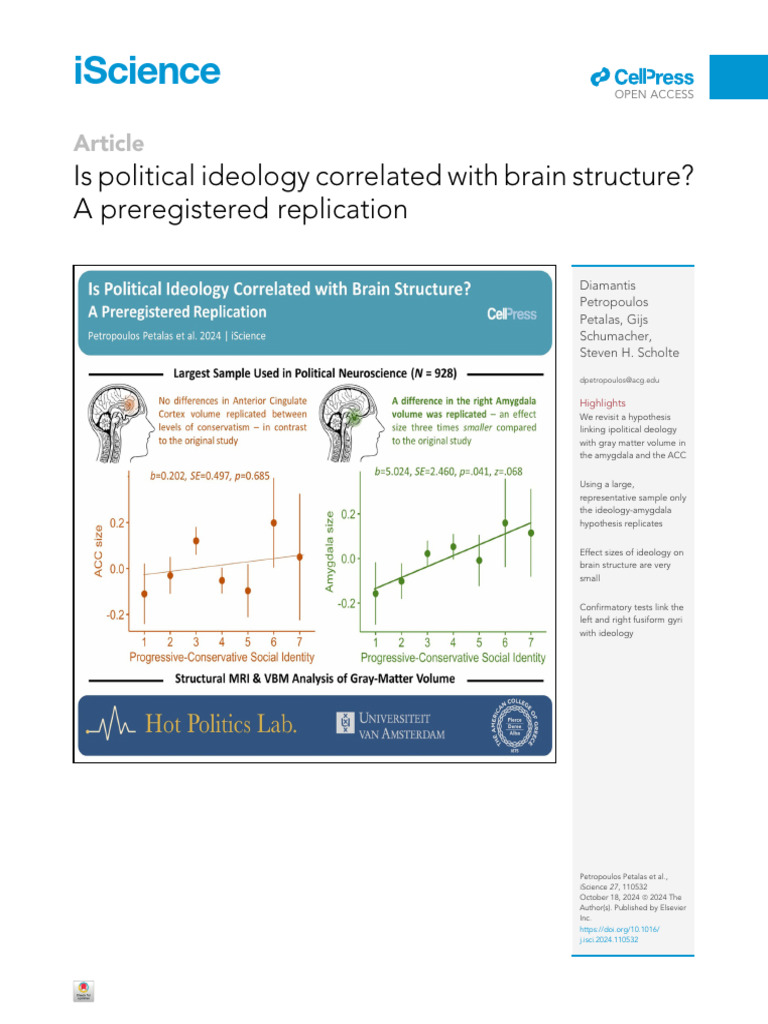 Political Ideology and Brain Structure Study | PDF | Dorsolateral ...