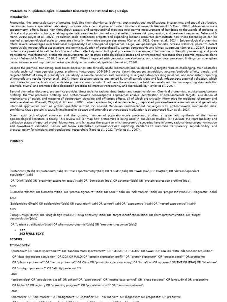 Proteomics in Epidemiological Biomarker Discovery and Rational Drug ...